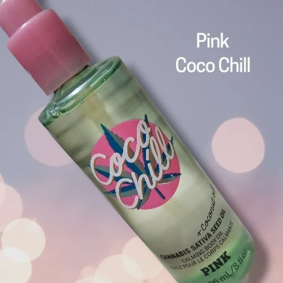 PINK Victoria's Secret Coco Chill Body Oil - Pink and Green - Picture 2 of 2
